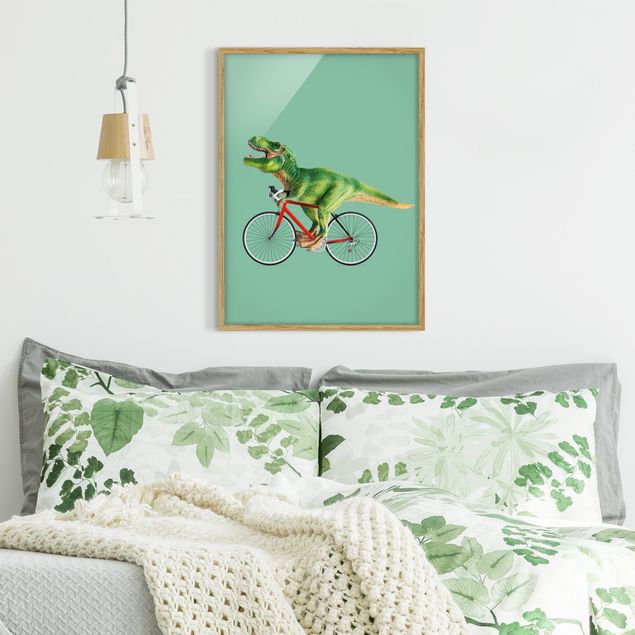 Framed poster - Dinosaur With Bicycle