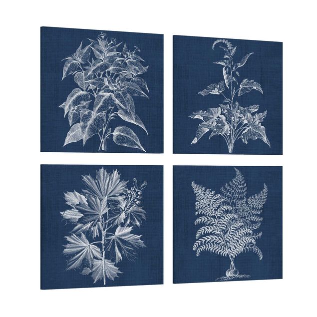 Print on canvas - Denim Plant Study Set II
