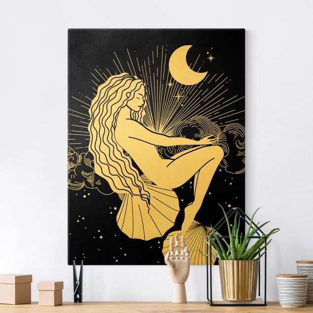 Canvas print gold - Illustration Ocean Dreamer At Night