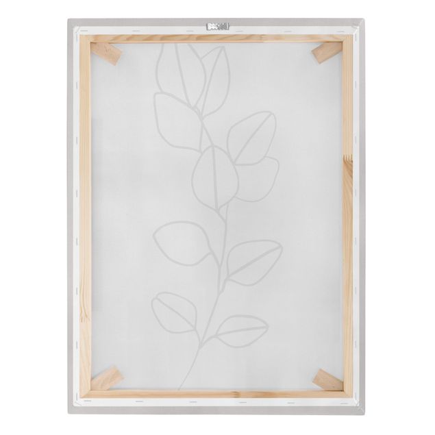 Canvas print - Line Art Branch Leaves Black And White