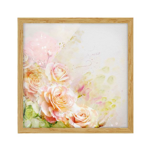 Framed poster - Watercolour Rose Composition