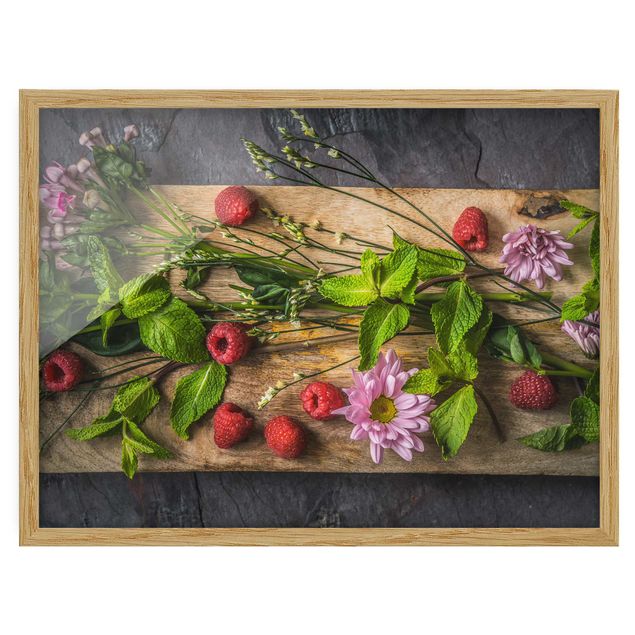 Framed poster - Flowers Raspberries Mint