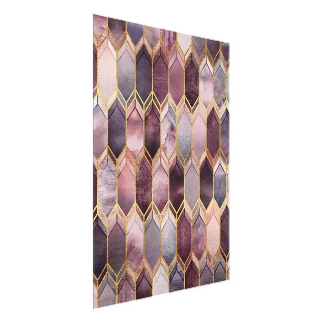 Glass print - Stained Glass Geometric Rose Gold