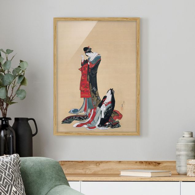 Framed poster - Katsushika Hokusai - Two Courtesans