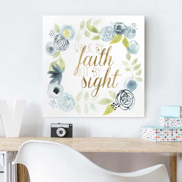 Glass print - Garland With Saying - Faith
