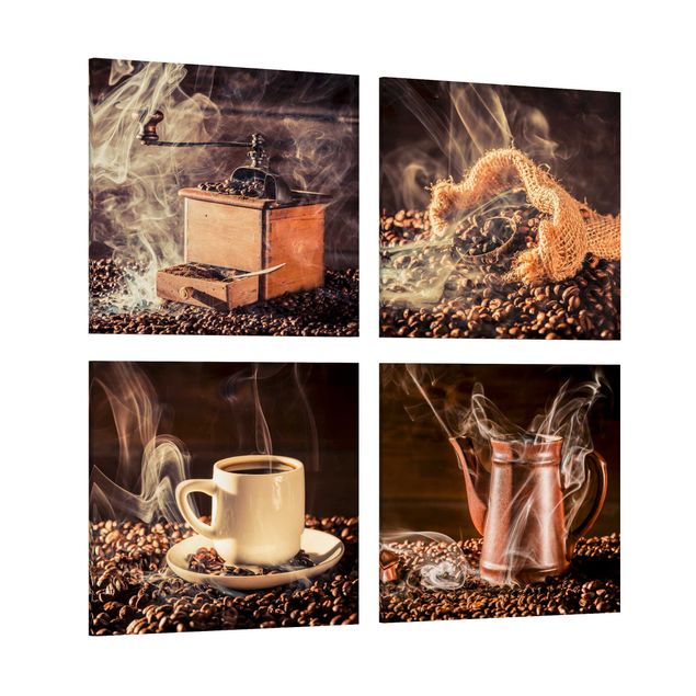 Print on canvas 4 parts - Coffee - Steam