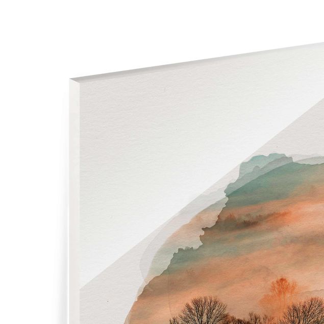Glass print - WaterColours - Mist At Sunrise