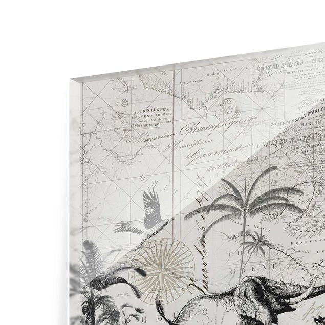 Glass print - Vintage Collage - Exotic Map