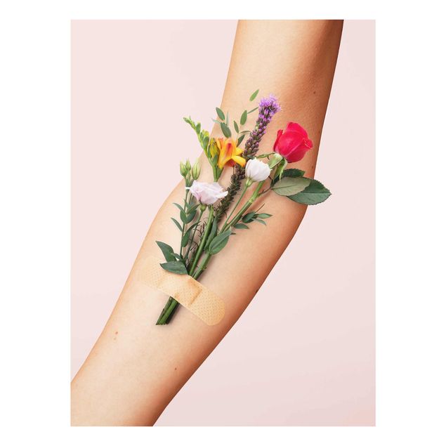Glass print - Arm With Flowers
