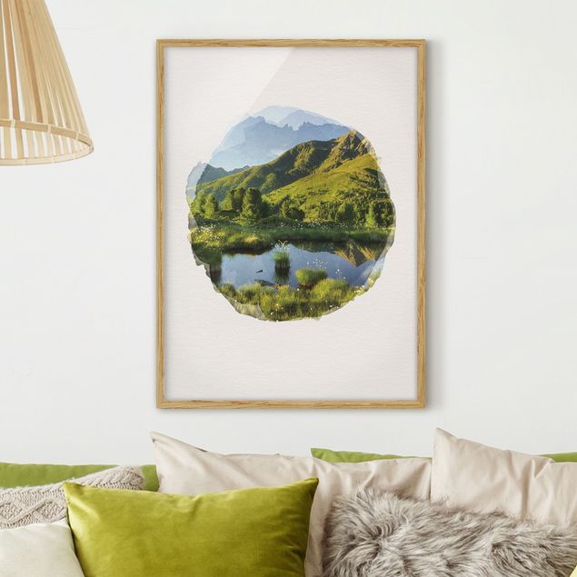 Framed poster - WaterColours - View From Deerbichl The Defereggental