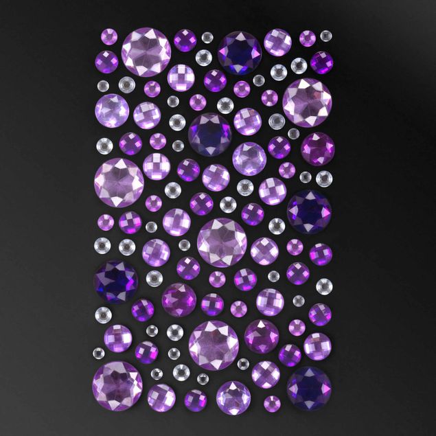 Accessories - 100 X Rhinestones Set - Crystal Silver Purple