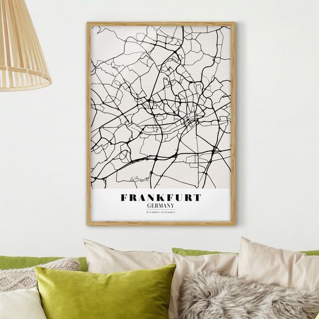 Framed poster - Frankfurt City City Map - Classical