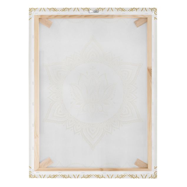 Print on canvas - Mandala Lotus Illustration Ornament White Gold