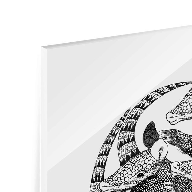 Glass print - Illustration Armadillos Black And White Pattern
