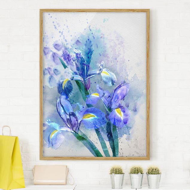 Framed poster - Watercolour Flowers Iris