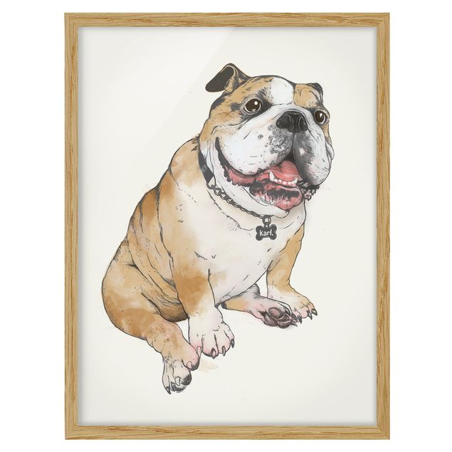 Framed poster - Illustration Dog Bulldog Painting