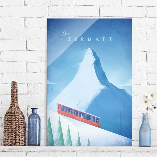 Glas Magnetboard Travel Poster - Zermatt