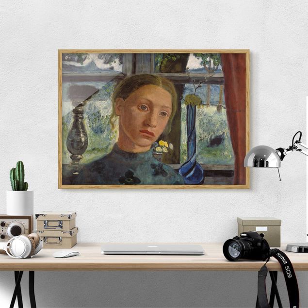 Framed poster - Paula Modersohn-Becker - Girl'S Head In Front Of A Window