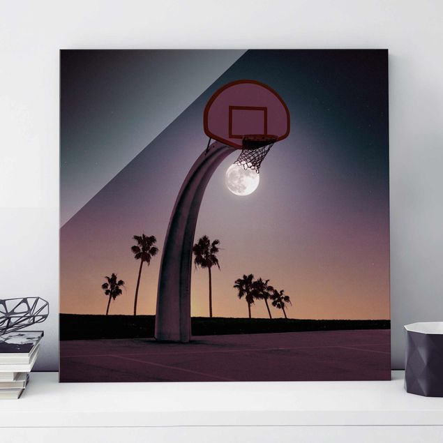 Glas Magnetboard Basketball With Moon