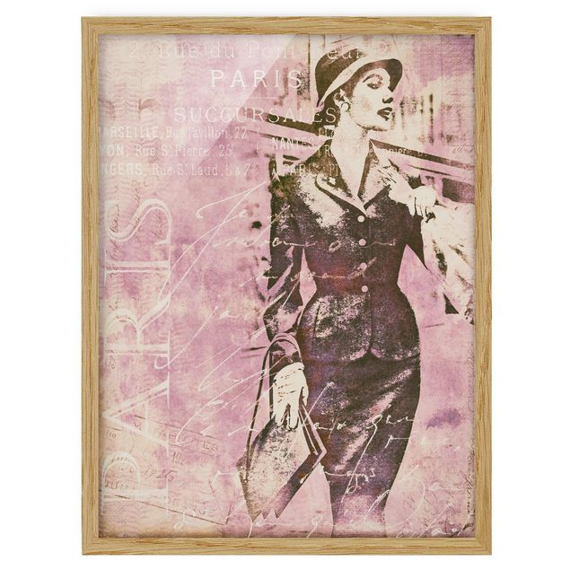 Framed poster - Vintage Collage - Parisienne