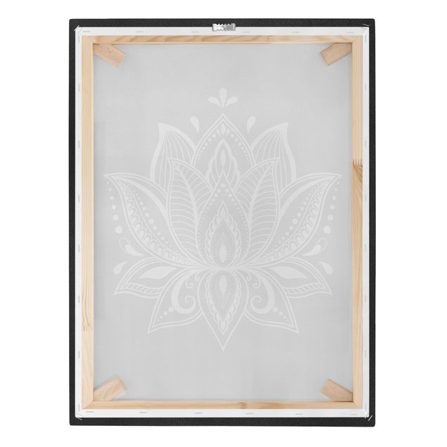 Print on canvas - Lotus Illustration White Gold
