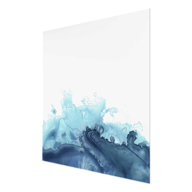 Glass print - Wave Watercolour Blue l