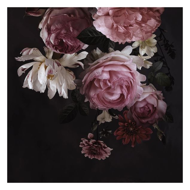 Wallpaper - Pink Flowers On Black
