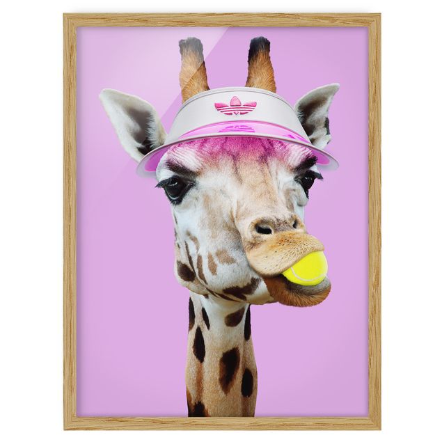 Framed poster - Giraffe Playing Tennis