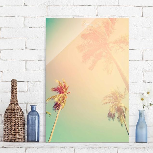 Glas Magnetboard Tropical Plants Palm Trees At Sunset IIl