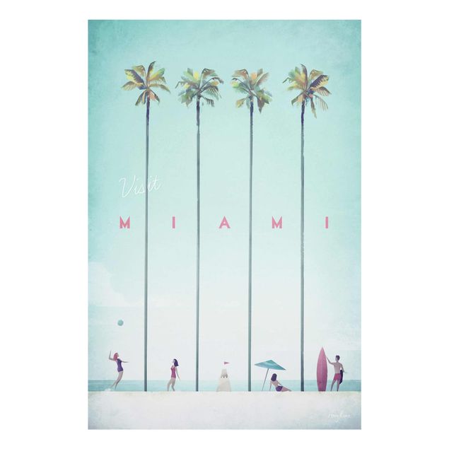 Glass print - Travel Poster - Miami