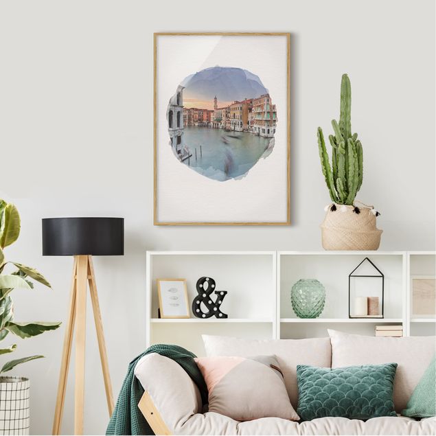 Framed poster - WaterColours - Grand Canal View From The Rialto Bridge Venice