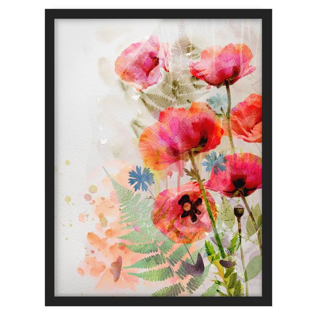 Framed poster - Watercolour Flowers Poppy