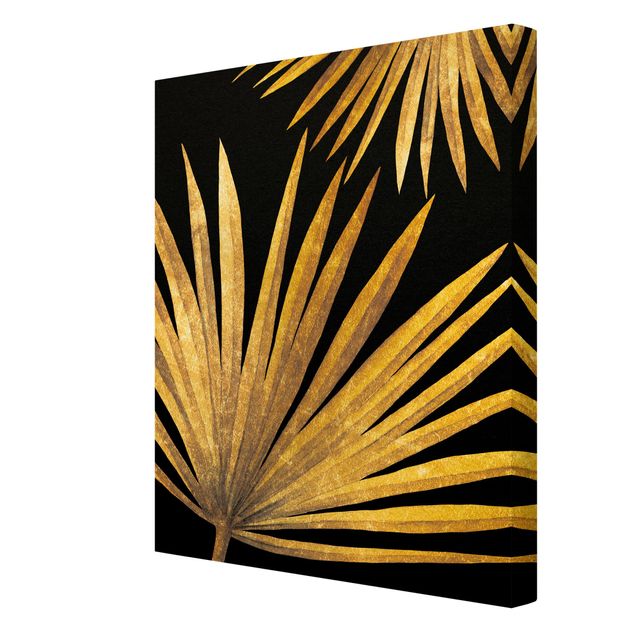 Canvas print - Gold - Palm Leaf On Black