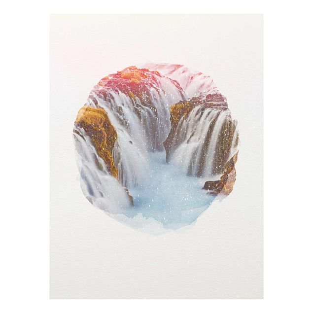 Glass print - WaterColours - Bruarfoss Waterfall In Iceland