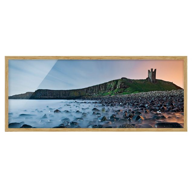 Framed poster - Sunrise With Fog At Dunstanburgh Castle