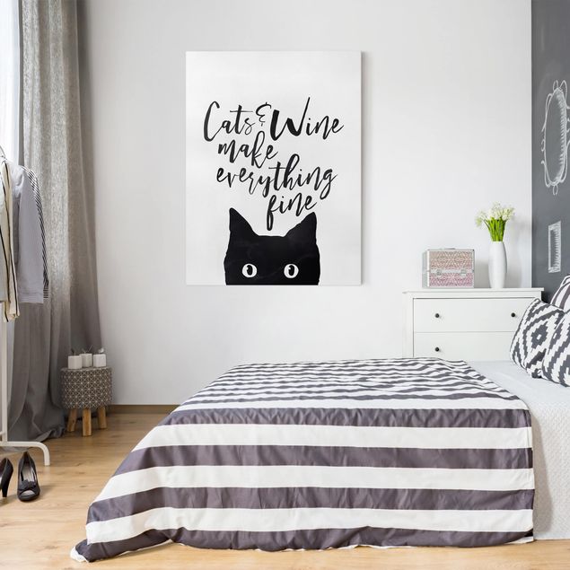 Print on canvas - Cats And Wine make Everything Fine