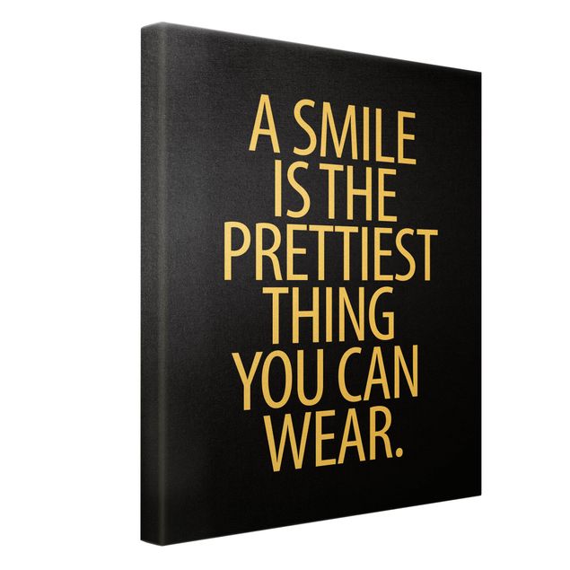 Canvas print gold - A smile is the prettiest thing Black