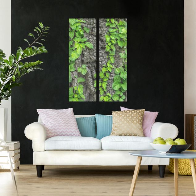 Print on canvas 2 parts - Ivy Tendrils Tree Bark