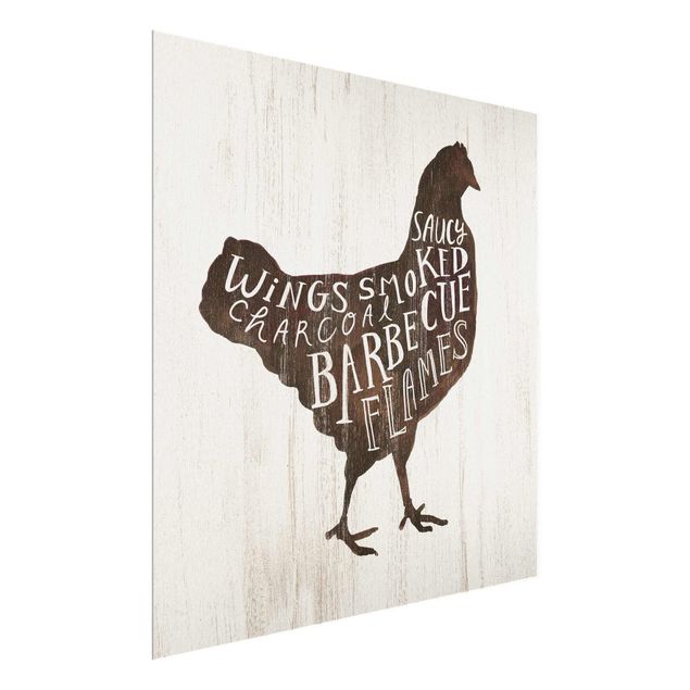 Glass print - Farm BBQ - Chicken