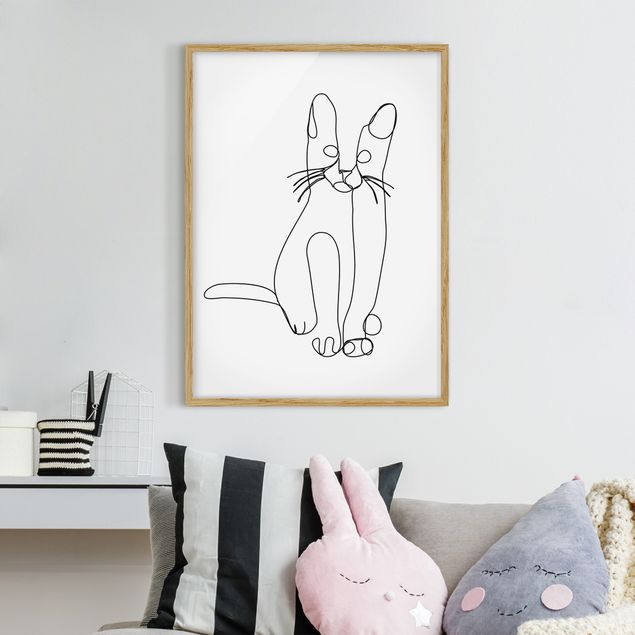Framed poster - Cat Line Art