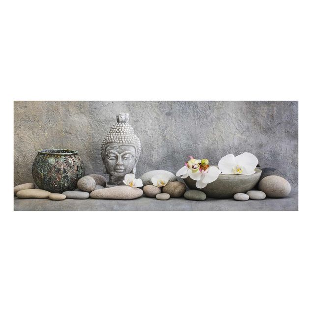 Glass print - Zen Buddha With White Orchids