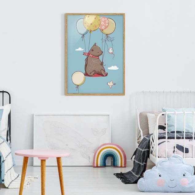 Framed poster - Bear And Mouse Flying