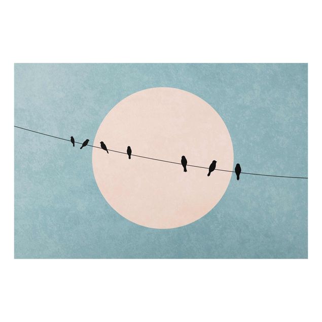 Glass print - Birds In Front Of Pink Sun I