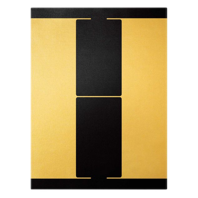 Canvas print gold - Antiqua Letter H Black