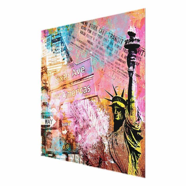 Glass print - Sixth Avenue New York Collage
