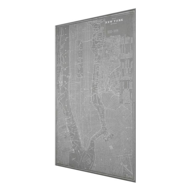 Glass print - Vintage Map New York Manhattan