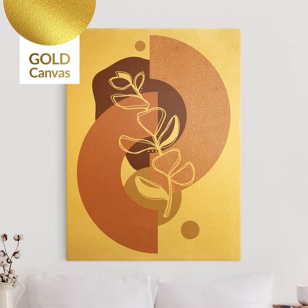 Canvas print gold - Geometrical Shapes - Leaves Pale Pink Gold