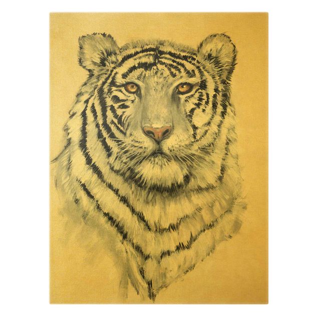 Canvas print gold - Portrait White Tiger I