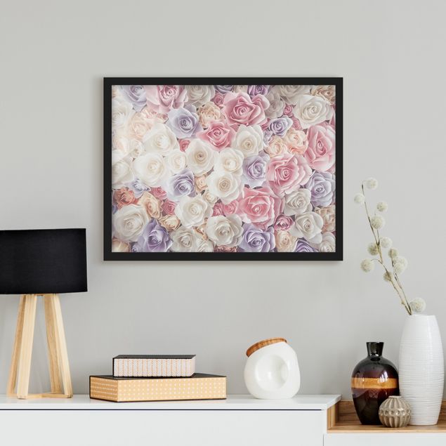 Framed poster - Pastel Paper Art Roses