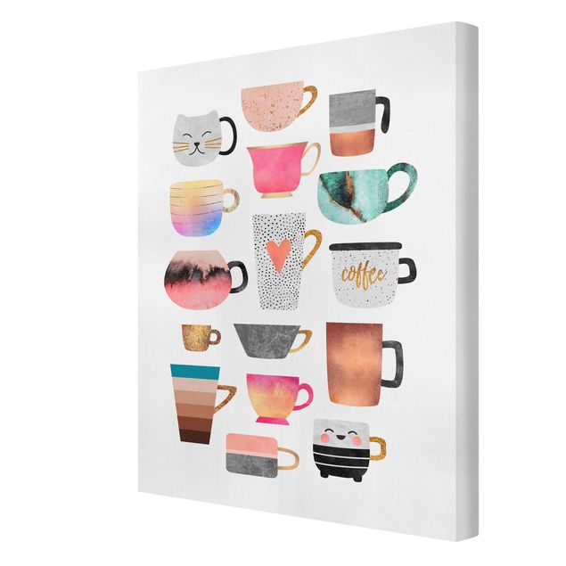 Canvas print - Colourful Mugs With Gold